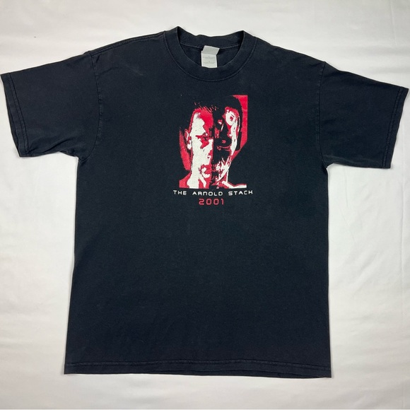 Vtg Arnold Stack 2001 Mens T-Shirt Sz Large Y2K Schwarzenegger Terminator B6 - Picture 1 of 7